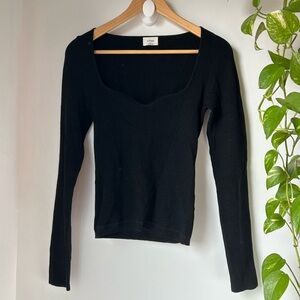 Wilfred Black Square Neck Ribbed Long Sleeve Sweater